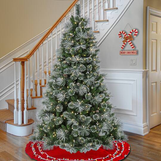 7.5ft. Pre-Lit Frosted Bryson Pine Artificial Christmas Tree, Warm White LED Lights